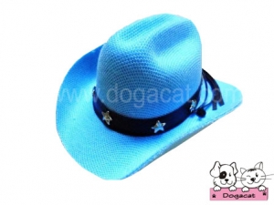 หมวกสุนัข หมวกหมา หมวกแมว หมวกน้องหมา คาวบอยV3 สีฟ้า