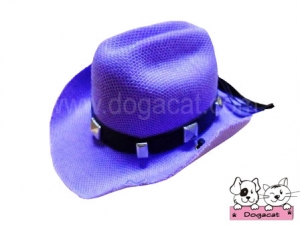 หมวกสุนัข หมวกหมา หมวกแมว หมวกน้องหมา คาวบอยV3 สีม่วง