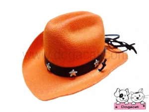 หมวกสุนัข หมวกหมา หมวกแมว หมวกน้องหมา คาวบอยV3 สีส้ม
