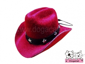 หมวกสุนัข หมวกหมา หมวกแมว หมวกน้องหมา คาวบอยV3 สีแดง
