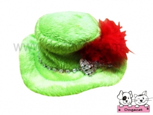 หมวกสุนัข หมวกหมา หมวกน้องหมา หมวกแมว ทรงปีกบาน สีเขียว
