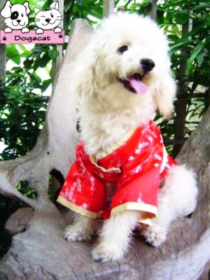จูเนียร์ เสื้อสุนัข ชุดกิโมโนญี่ปุ่น สีแดง