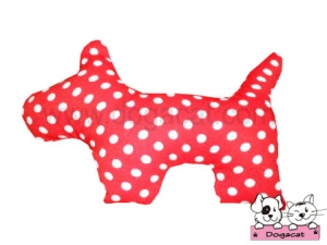 ของเล่นหมา ของเล่นสุนัข ของเล่นน้องหมา ของเล่นแมว ตุ๊กตาผ้าสุนัข สีแดงลายจุดขาว