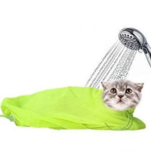 ถุงอาบน้ำแมว ถุงตัดเล็บแมว ตาข่ายอาบน้ำแมว ตาข่ายตัดเล็บแมว สีชมพู